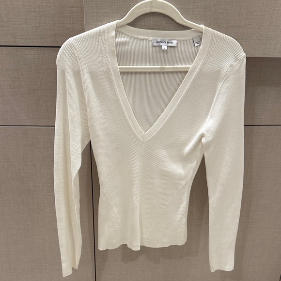 Veronica Beard Ivory V-Neck Sweater - Picture 1 of 3